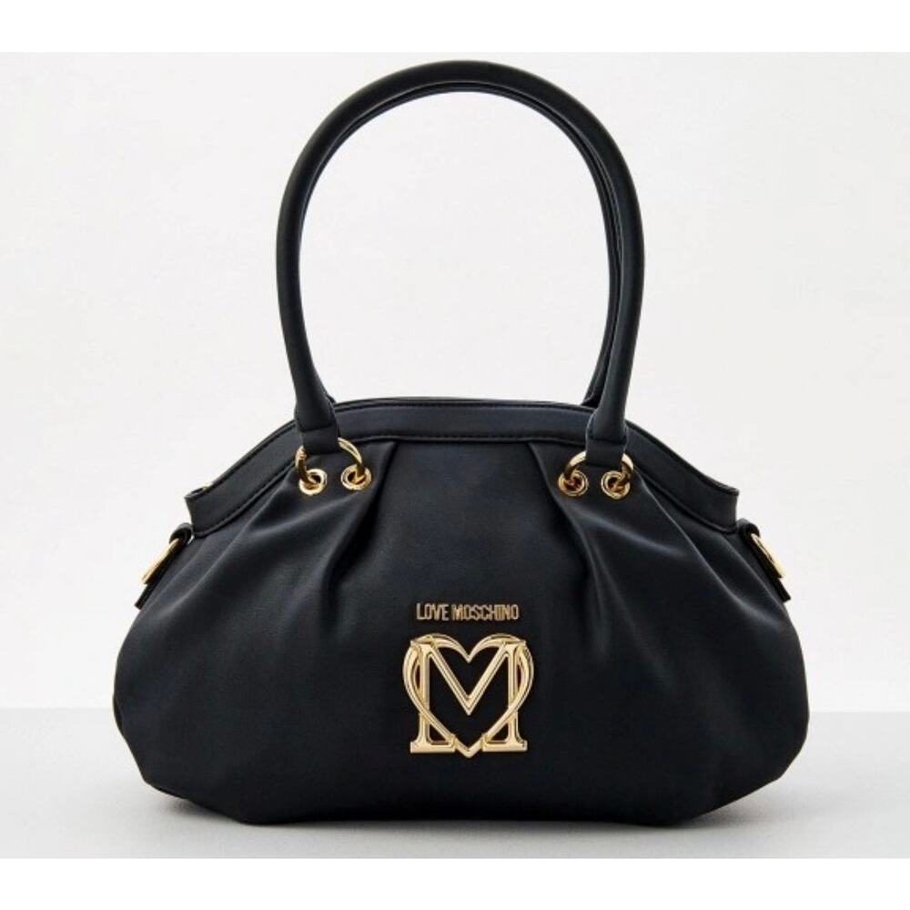 Love Moschino Black and Gold Logo Satchel